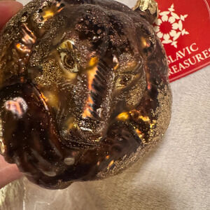 Slavic Treasures Poland Brown Bear Ornament Blown Glass 2001 Ani-Ball